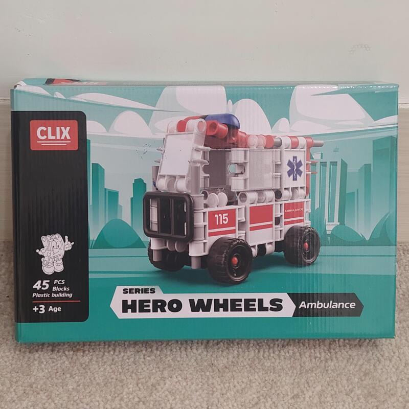 optimized_by_opt.imum.ir__2026-08-08_10-39-39 لگو ساختنی آمبولانس Clix مدل Hero Wheels شامل ۴۵ قطعه - تصویر 1